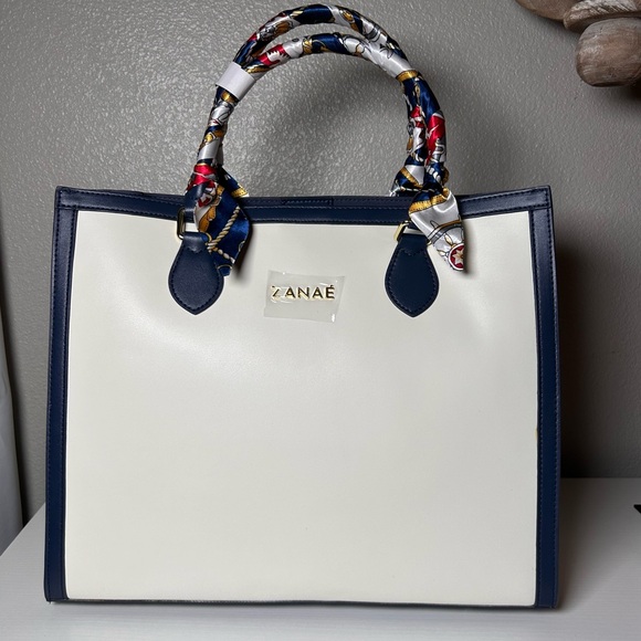 Zanae Handbags - Novara Tote Bag by Zanae – Navy Genuine Leather Tote